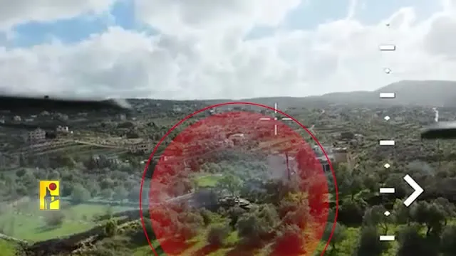 Hezbollah dive-drone strike on an IDF Merkava tank, Beit Lif