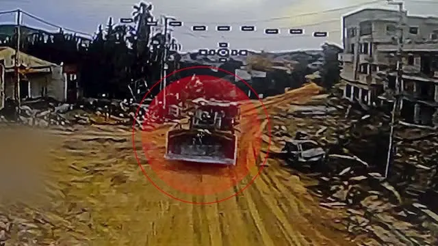 Hezbollah dive-drone strike on an IDF D9 bulldozer, Bint Jbeil