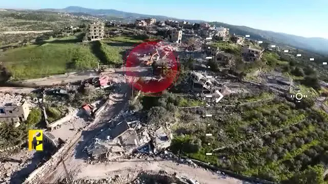 Hezbollah dive-drone strike on an IDF excavator, Rashaf