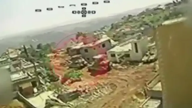 Merkava tank, southern outskirts of Zawtar al-Sharqiyah (Ababil dive drone)