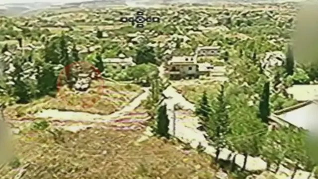 Merkava tank, vicinity of Beaufort Castle (Ababil dive drone)