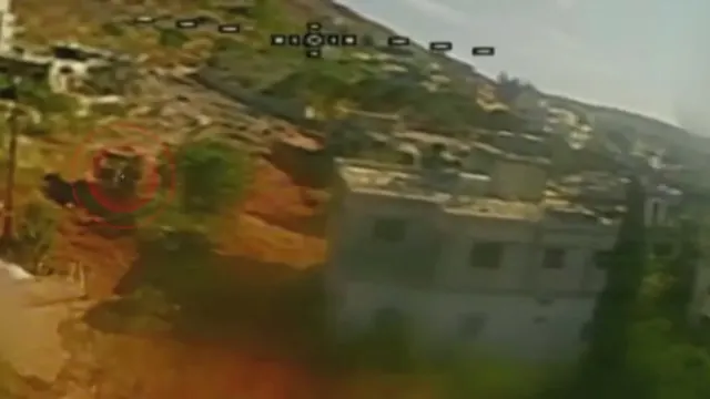 D9 engineering vehicle, vicinity of Beaufort Castle (Ababil dive drone)