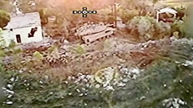 Merkava tank, vicinity of Beaufort Castle (Ababil dive drone)
